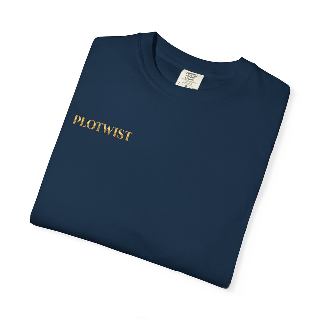 Plotwist Navy T‑Shirt — Gold Lotus Logo Tee