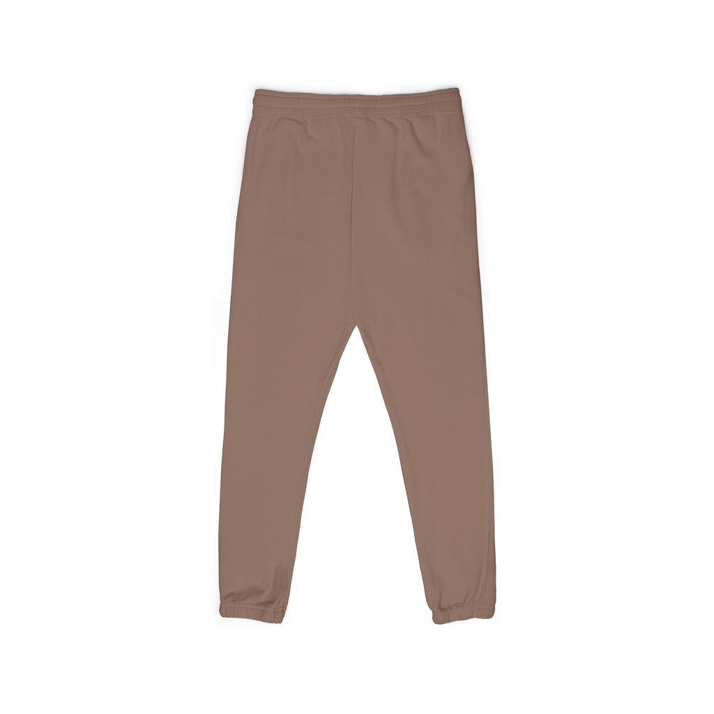 PLOTWIST Fleece Sweatpants — Garment-Dyed Cream Joggers with Vertical Floral Script