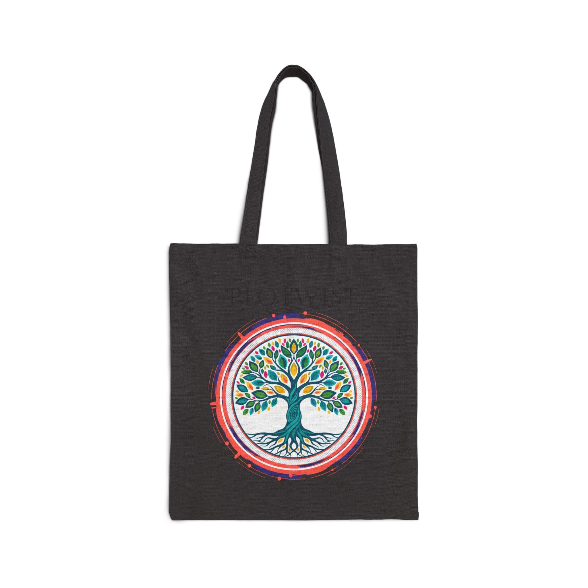 Plotwist Tree Canvas Tote Bag — Eco Booklover Market Bag