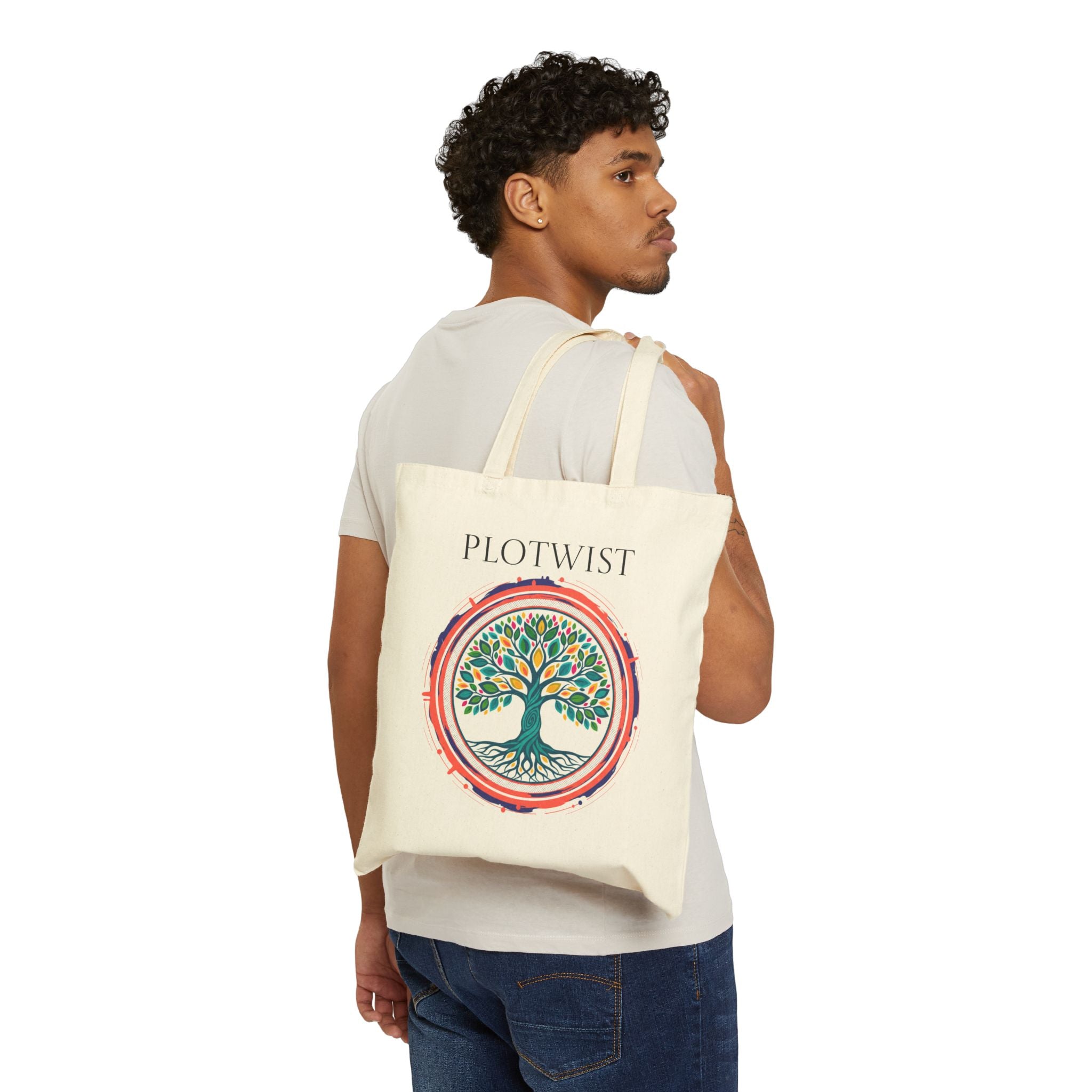 Plotwist Tree Canvas Tote Bag — Eco Booklover Market Bag