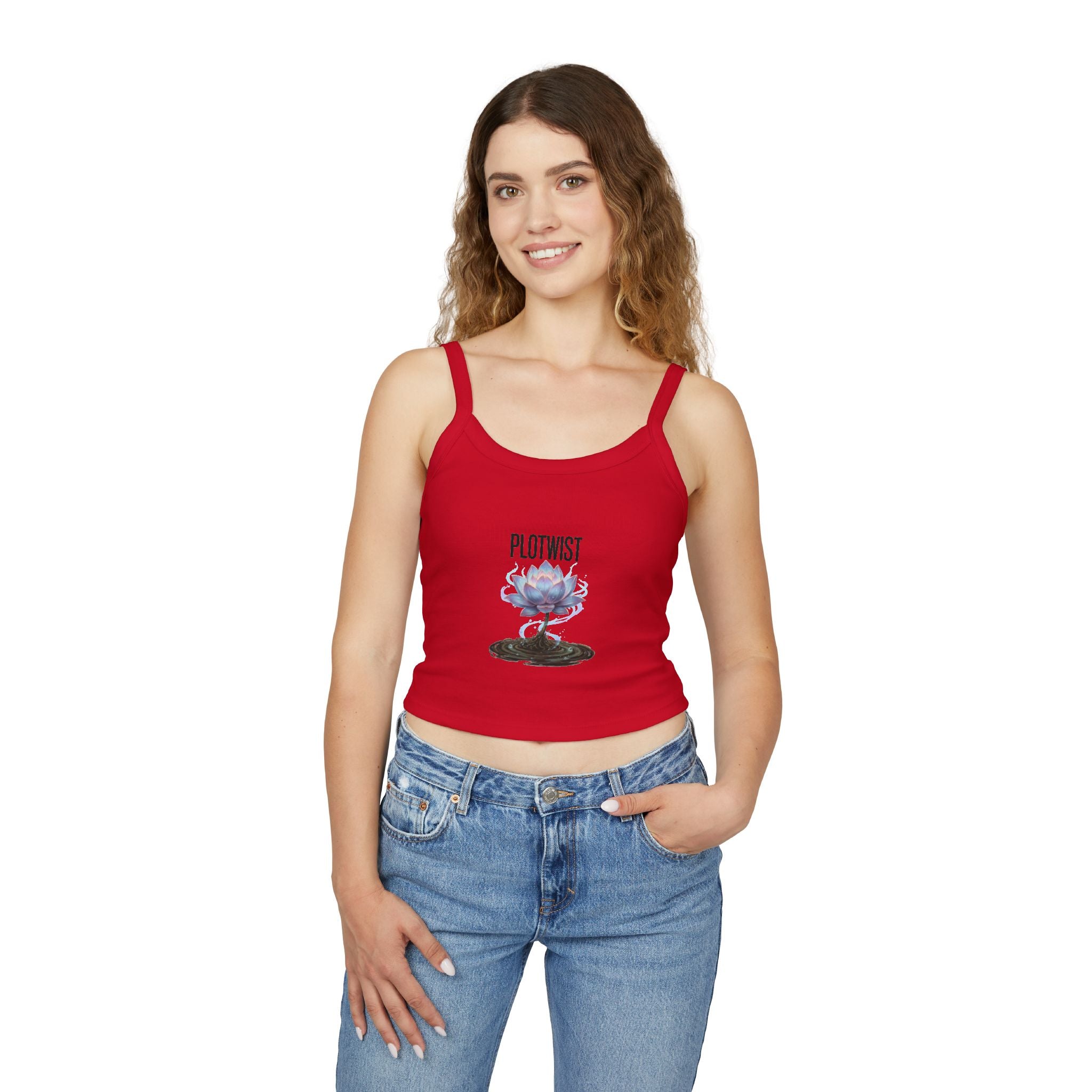 Crop Tank Top — 'PLOTWIST' Lotus Graphic Crop Tank for Women