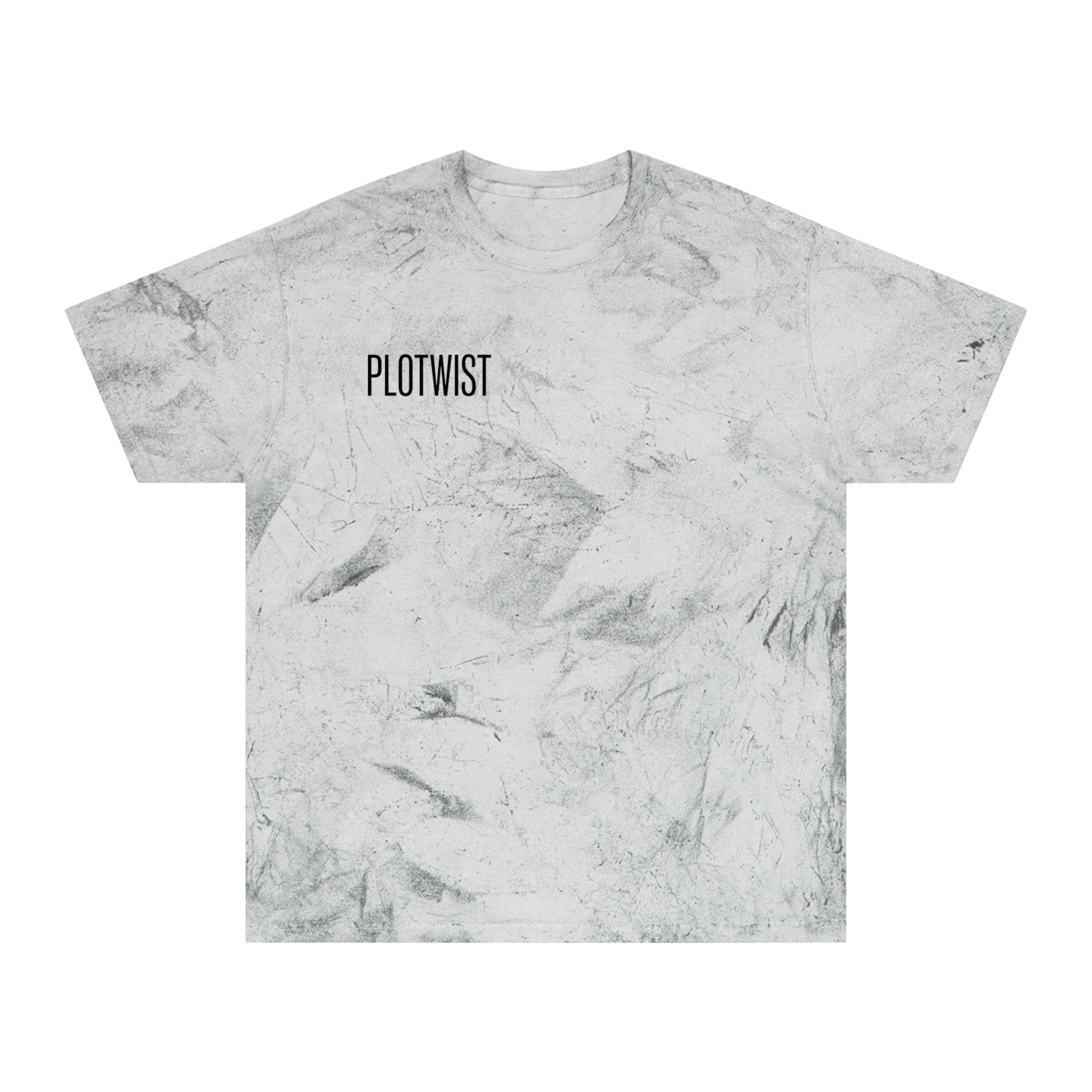 Tie-Dye Beige Tee with 'PLOTWIST' Minimal Graphic — Vintage Casual T-Shirt