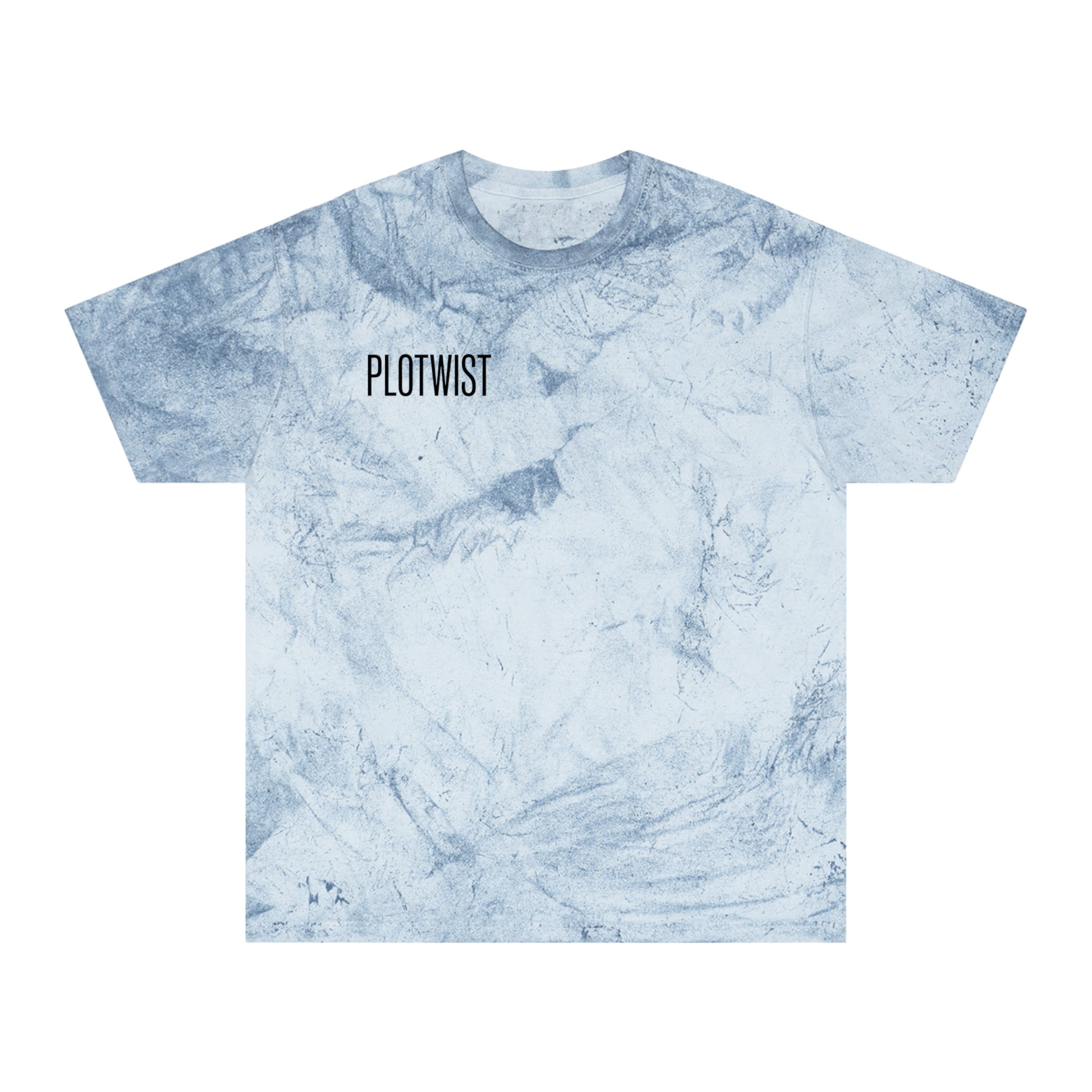 Tie-Dye Beige Tee with 'PLOTWIST' Minimal Graphic — Vintage Casual T-Shirt