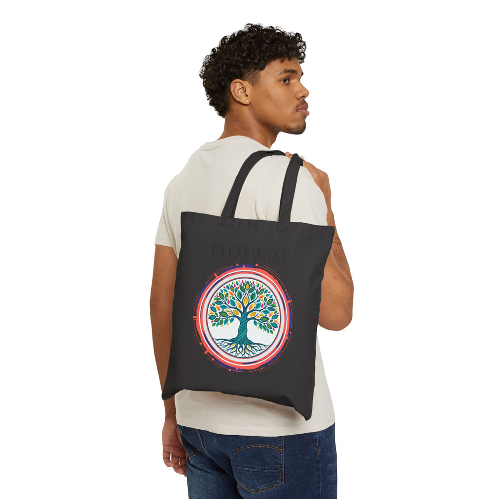 Plotwist Tree Canvas Tote Bag — Eco Booklover Market Bag