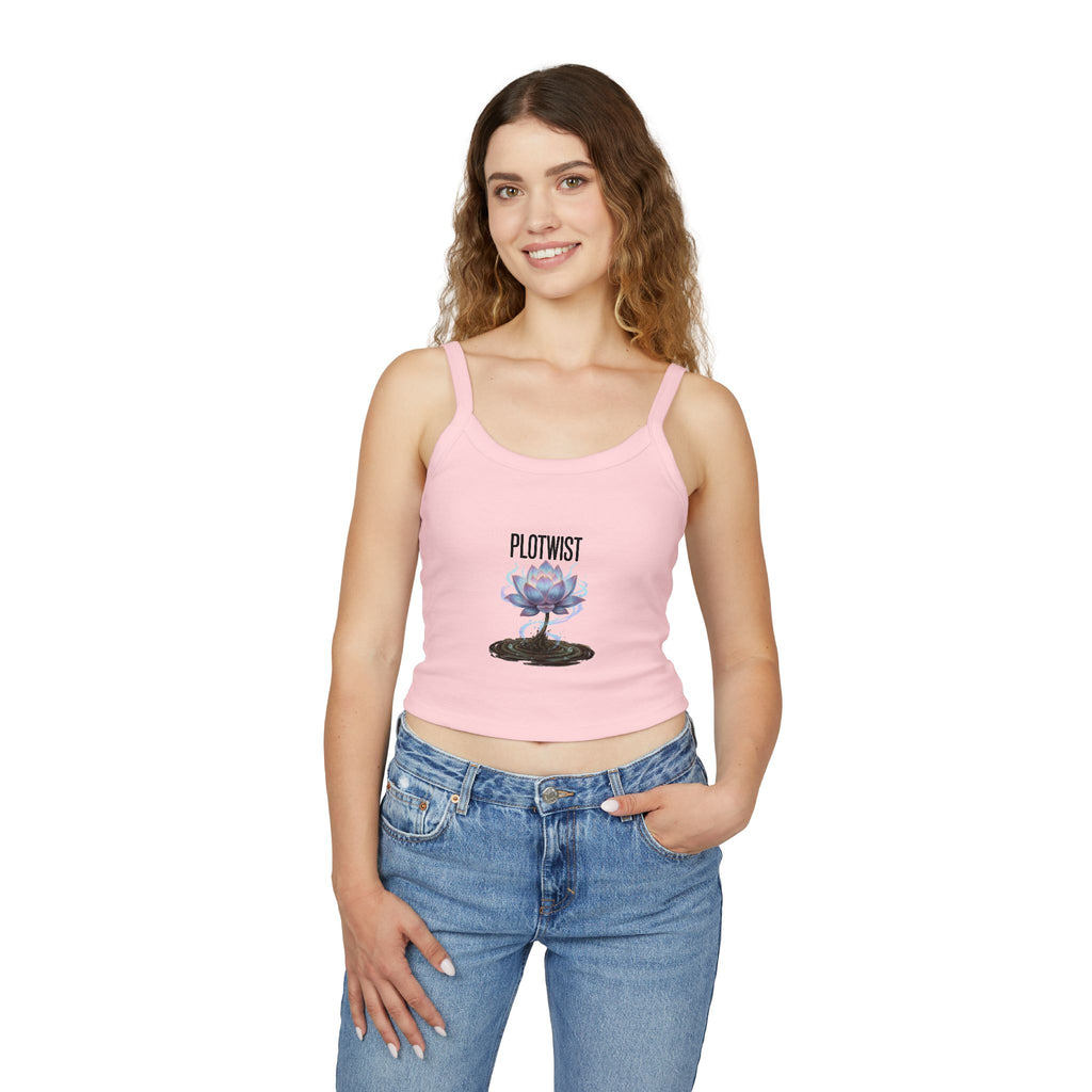 Crop Tank Top — 'PLOTWIST' Lotus Graphic Crop Tank for Women