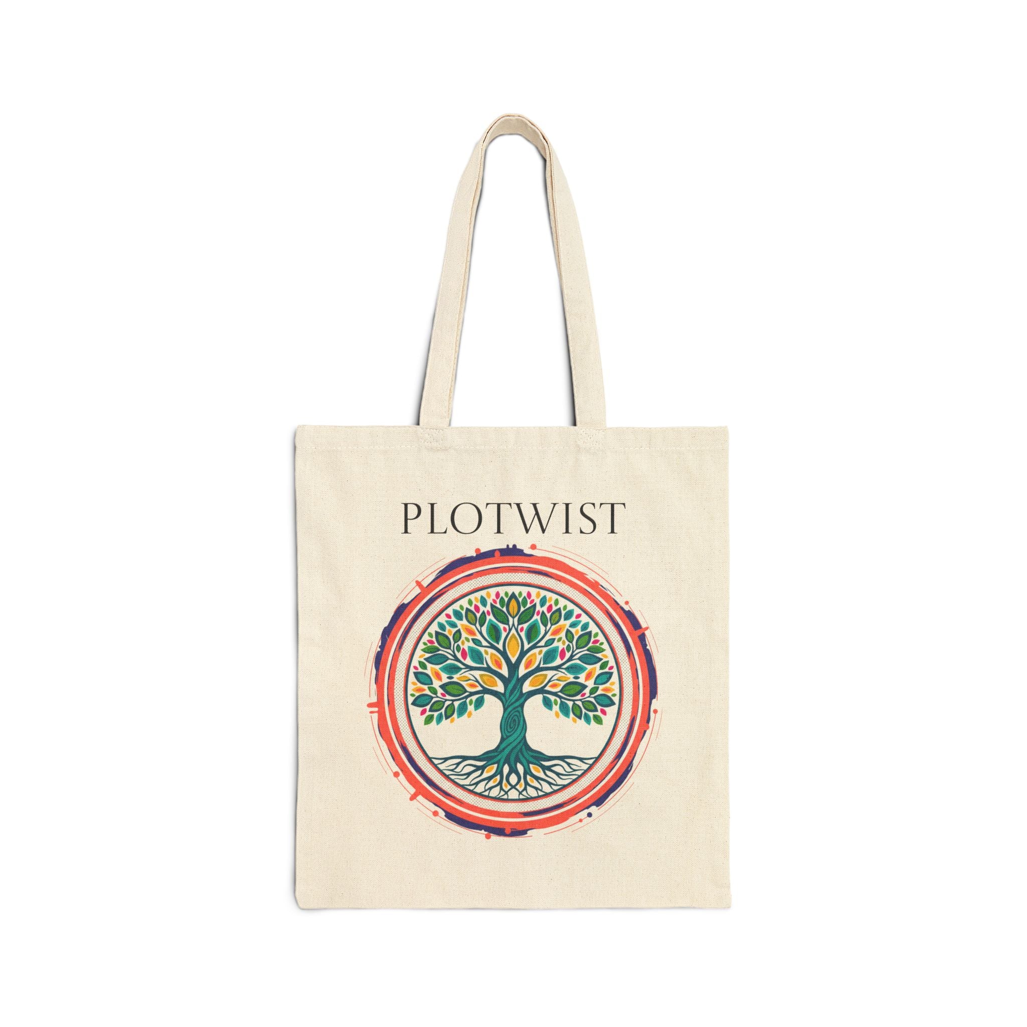 Plotwist Tree Canvas Tote Bag — Eco Booklover Market Bag