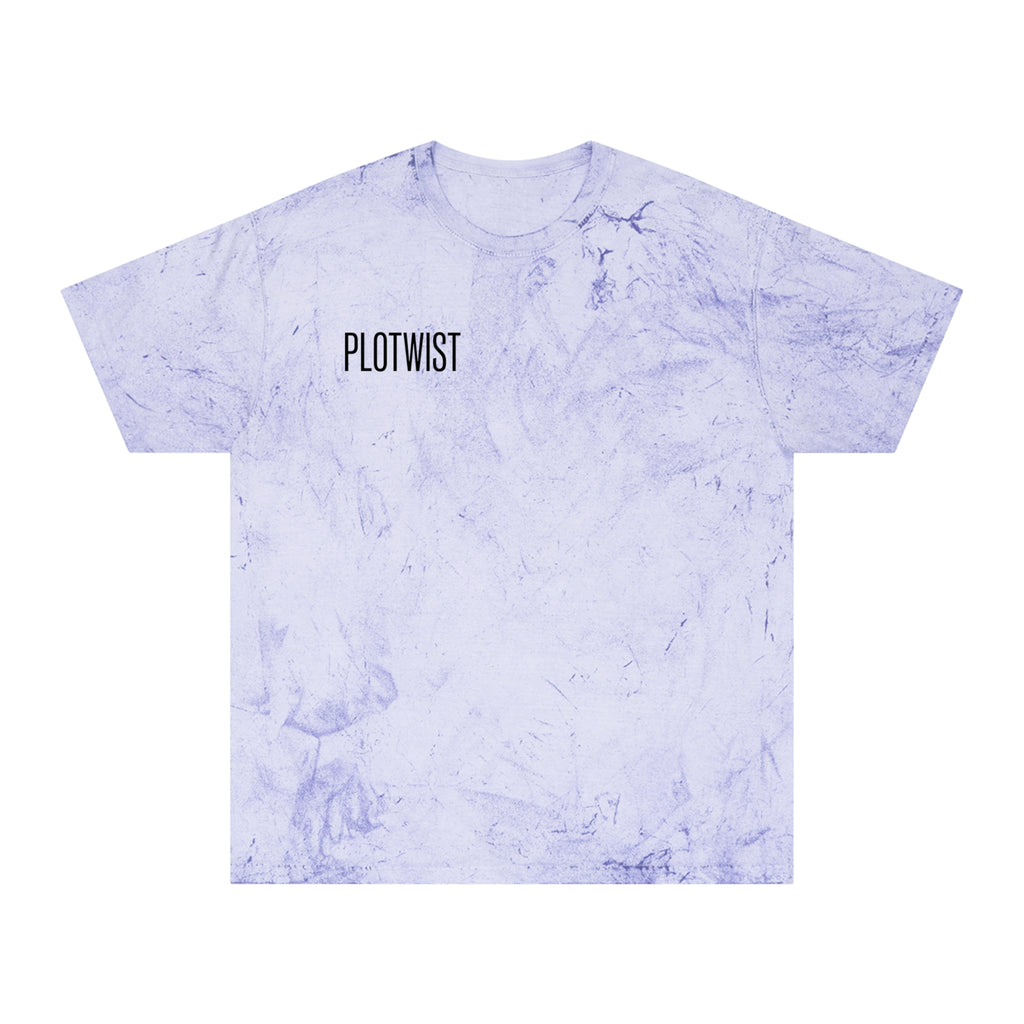 Tie-Dye Beige Tee with 'PLOTWIST' Minimal Graphic — Vintage Casual T-Shirt