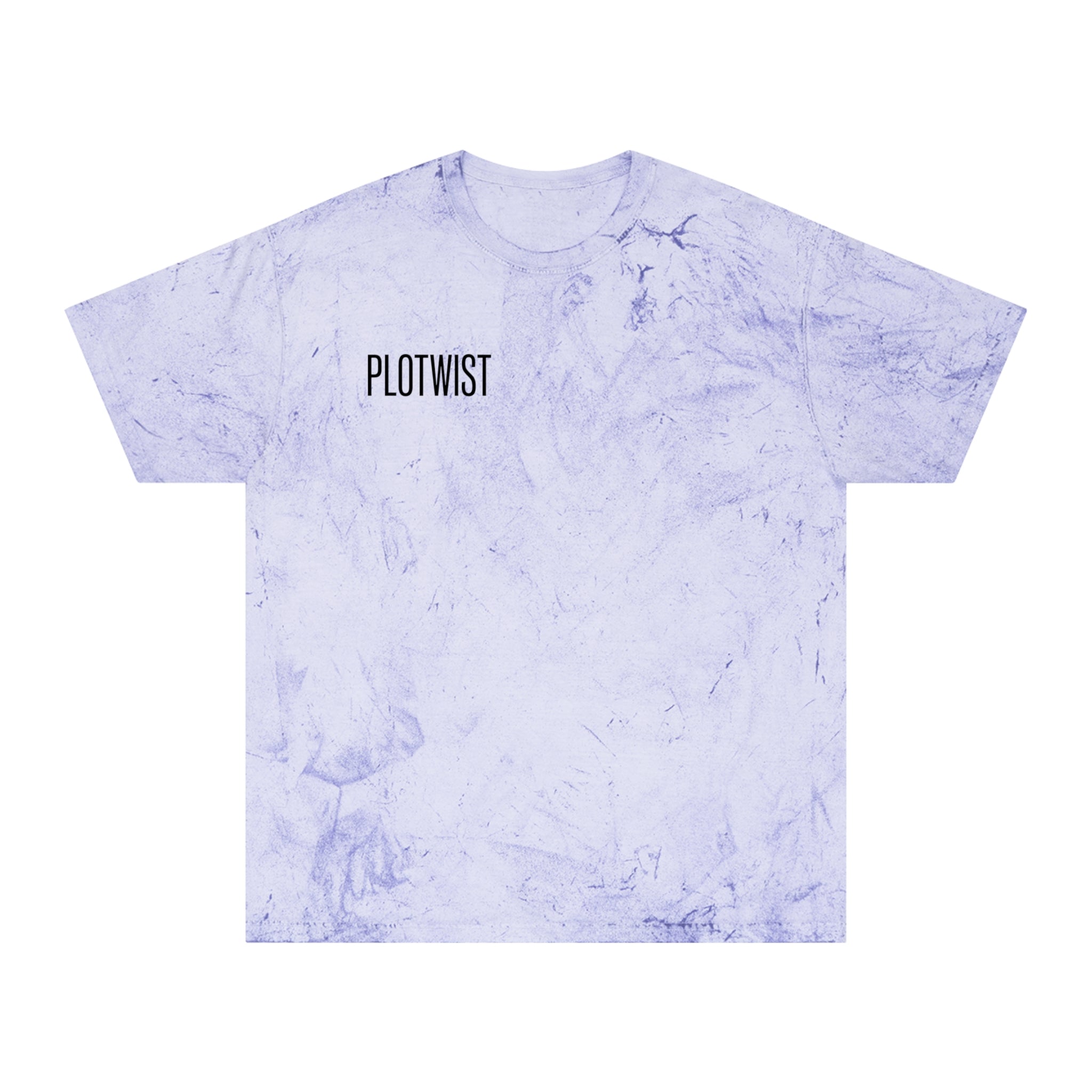 Tie-Dye Beige Tee with 'PLOTWIST' Minimal Graphic — Vintage Casual T-Shirt
