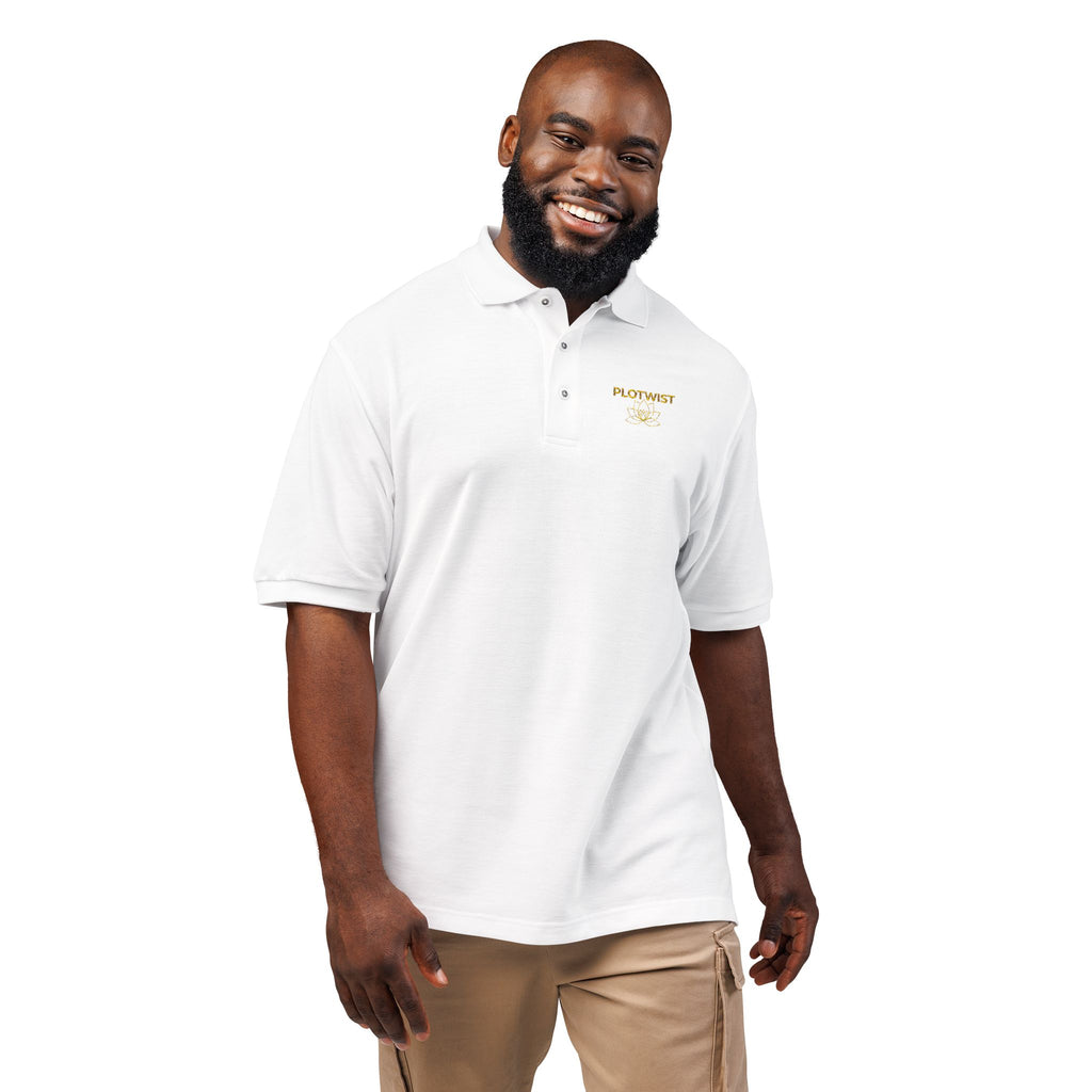 Embroidered Polo Shirt — Classic Gold ‘Island Life’ Chest Logo