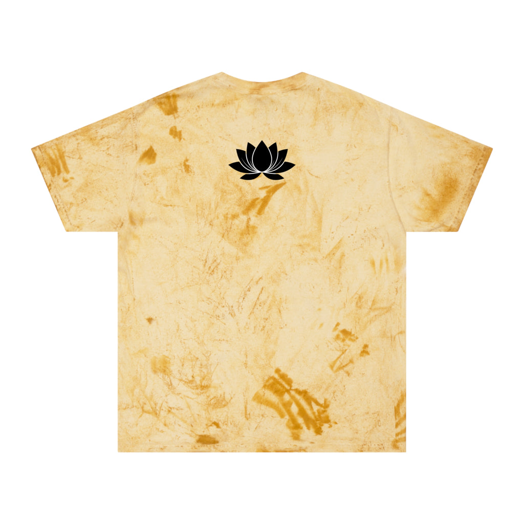Tie-Dye Beige Tee with 'PLOTWIST' Minimal Graphic — Vintage Casual T-Shirt