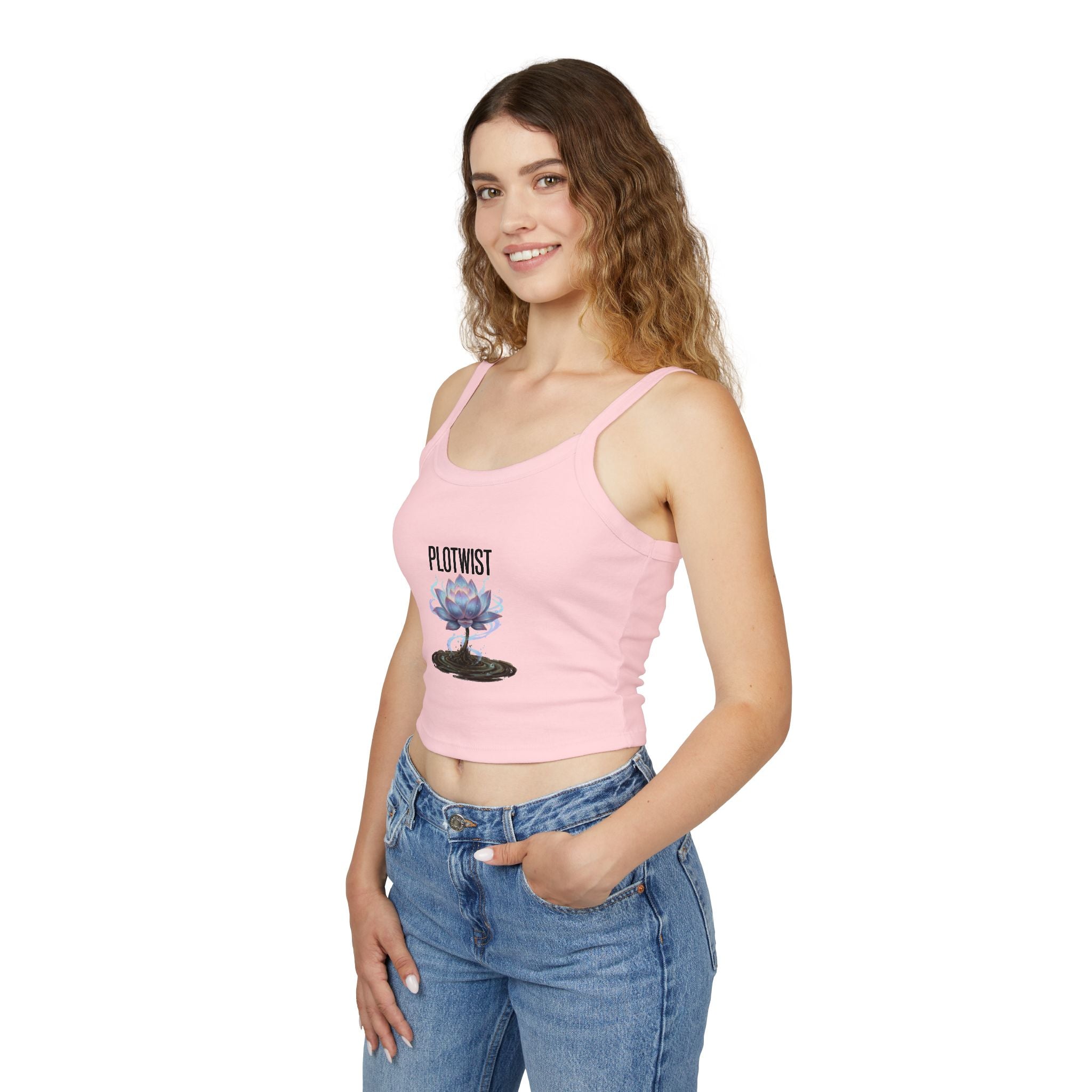 Crop Tank Top — 'PLOTWIST' Lotus Graphic Crop Tank for Women