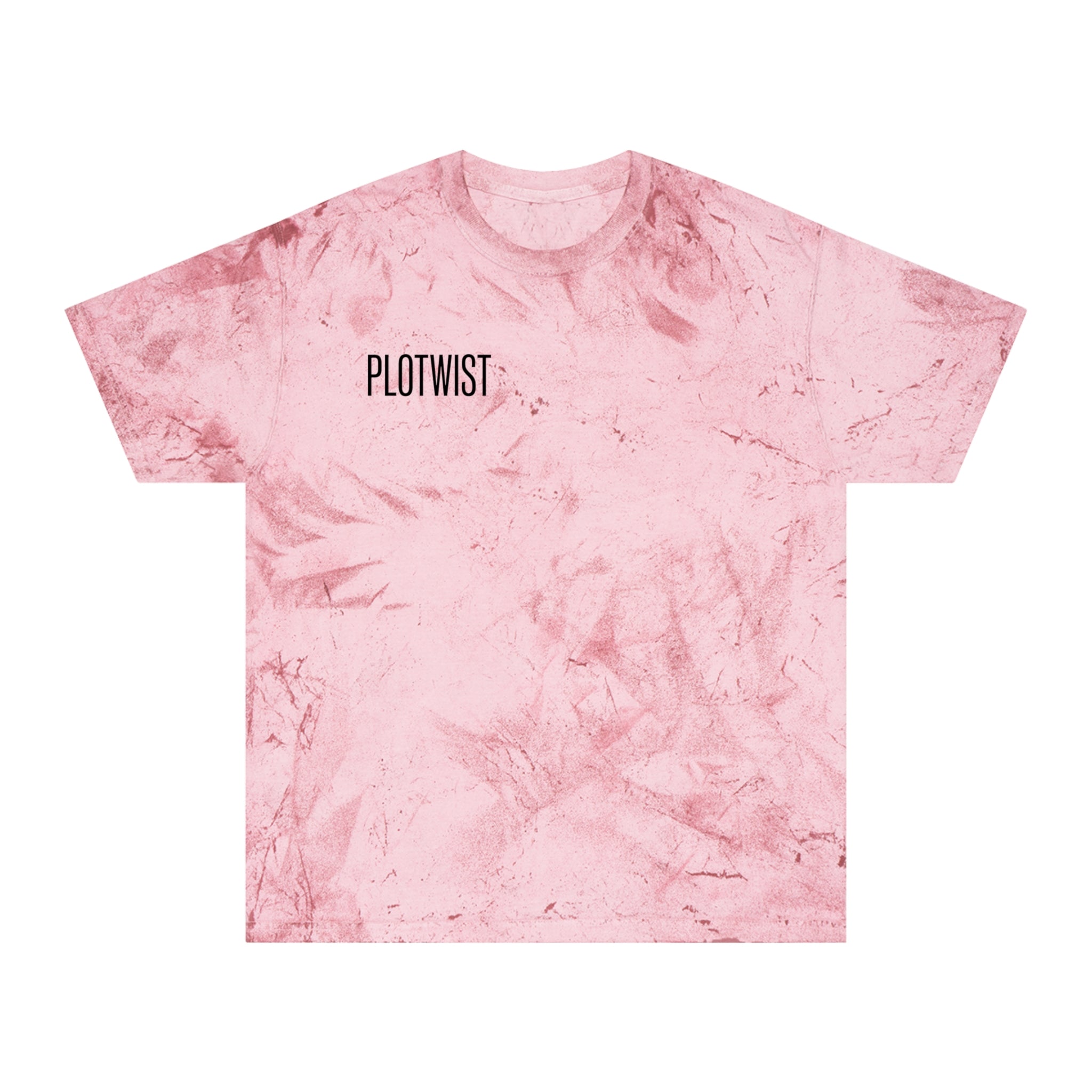 Tie-Dye Beige Tee with 'PLOTWIST' Minimal Graphic — Vintage Casual T-Shirt