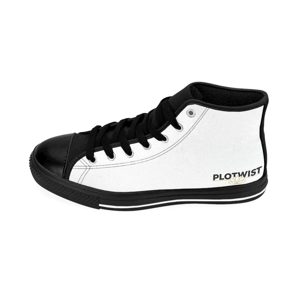 Classic High-Top Sneakers — Minimal White & Black Canvas (PLOTWIST Accent)