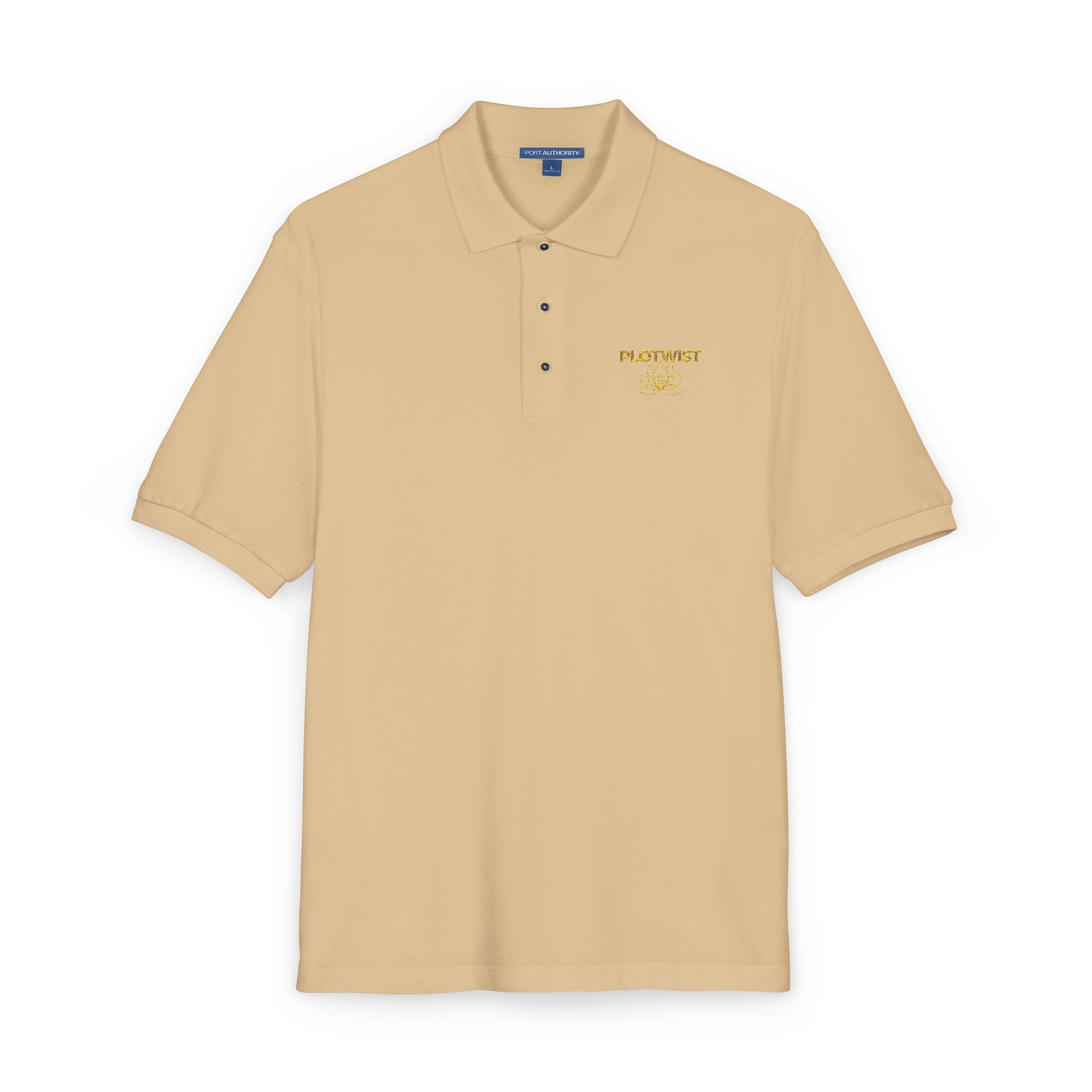 Embroidered Polo Shirt — Classic Gold ‘Island Life’ Chest Logo