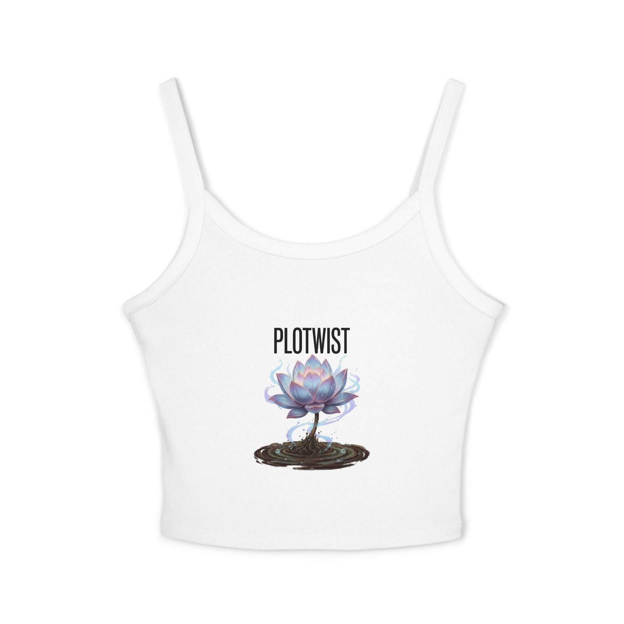Crop Tank Top — 'PLOTWIST' Lotus Graphic Crop Tank for Women