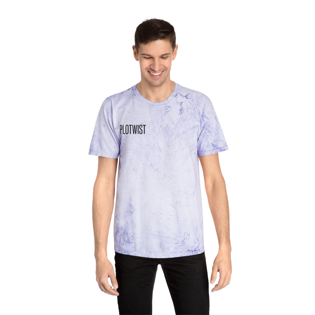 Tie-Dye Beige Tee with 'PLOTWIST' Minimal Graphic — Vintage Casual T-Shirt