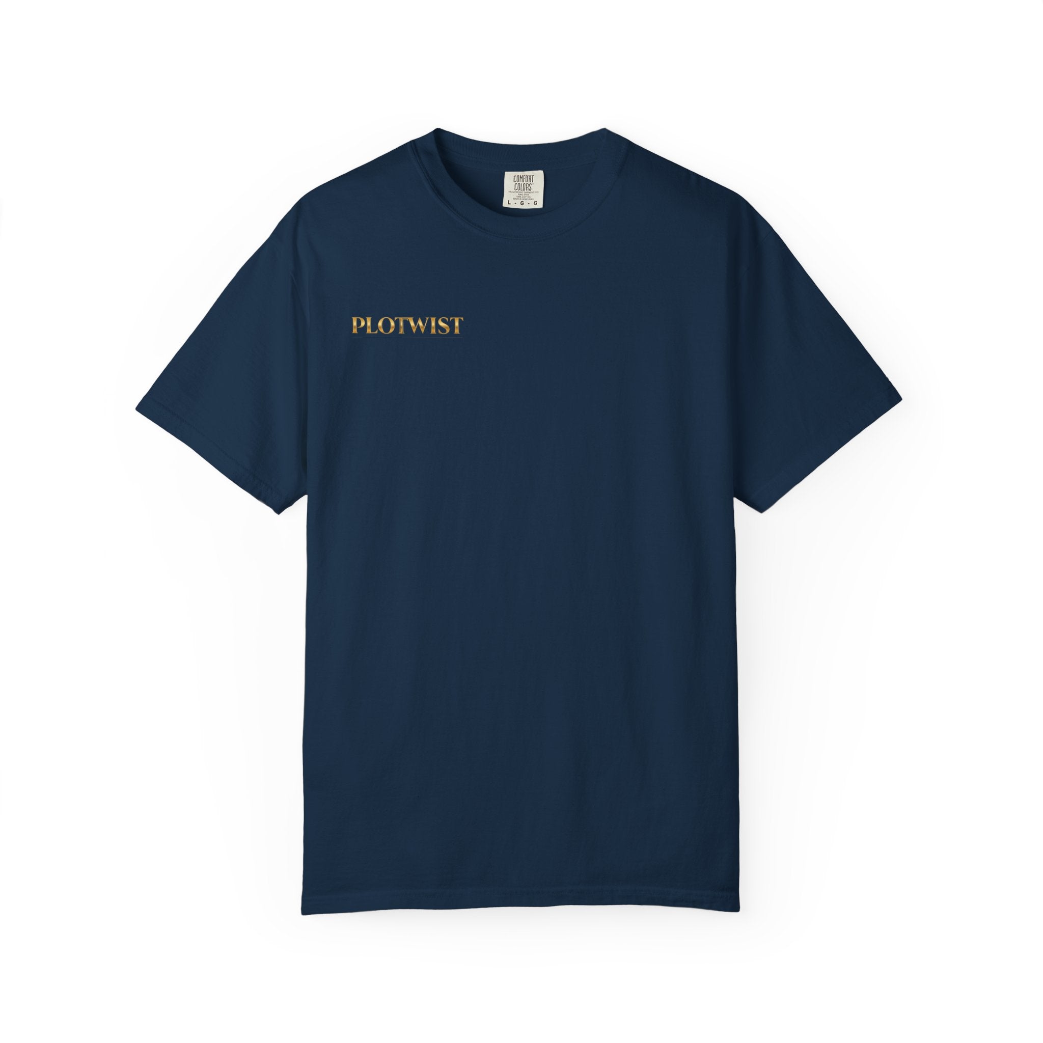 Plotwist Navy T‑Shirt — Gold Lotus Logo Tee