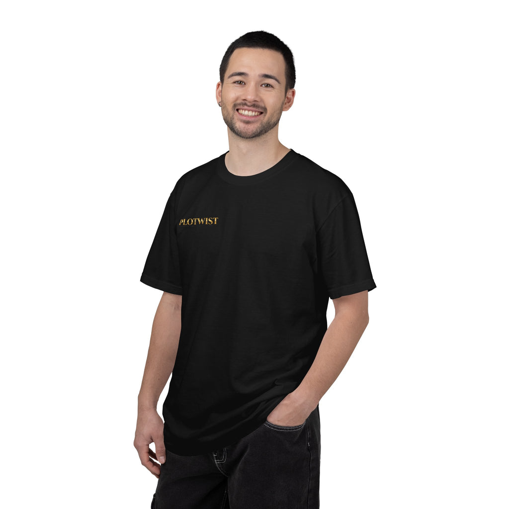 Plotwist Navy T‑Shirt — Gold Lotus Logo Tee