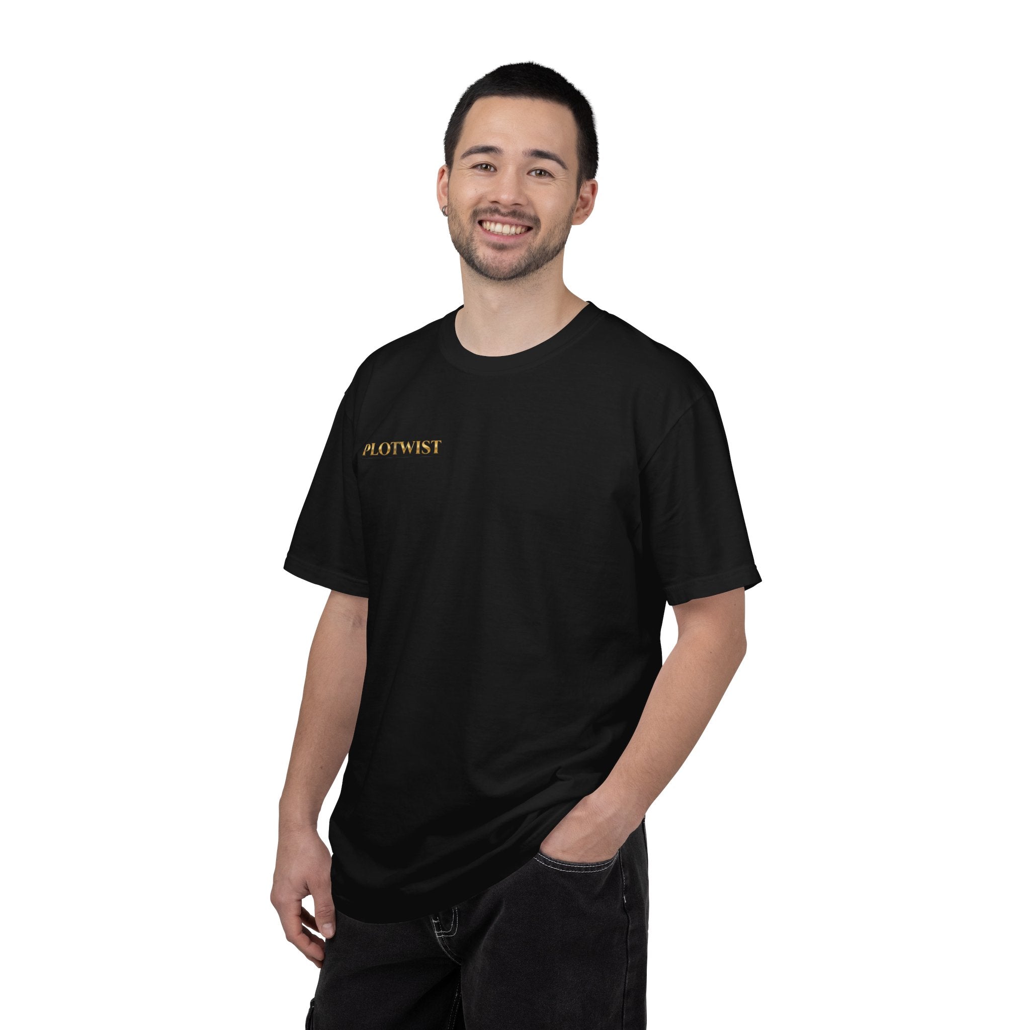 Plotwist Navy T‑Shirt — Gold Lotus Logo Tee