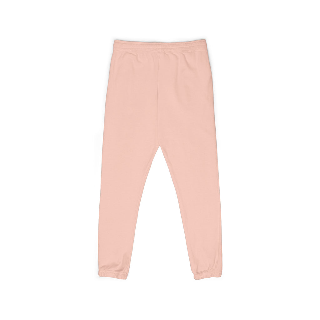 PLOTWIST Fleece Sweatpants — Garment-Dyed Cream Joggers with Vertical Floral Script