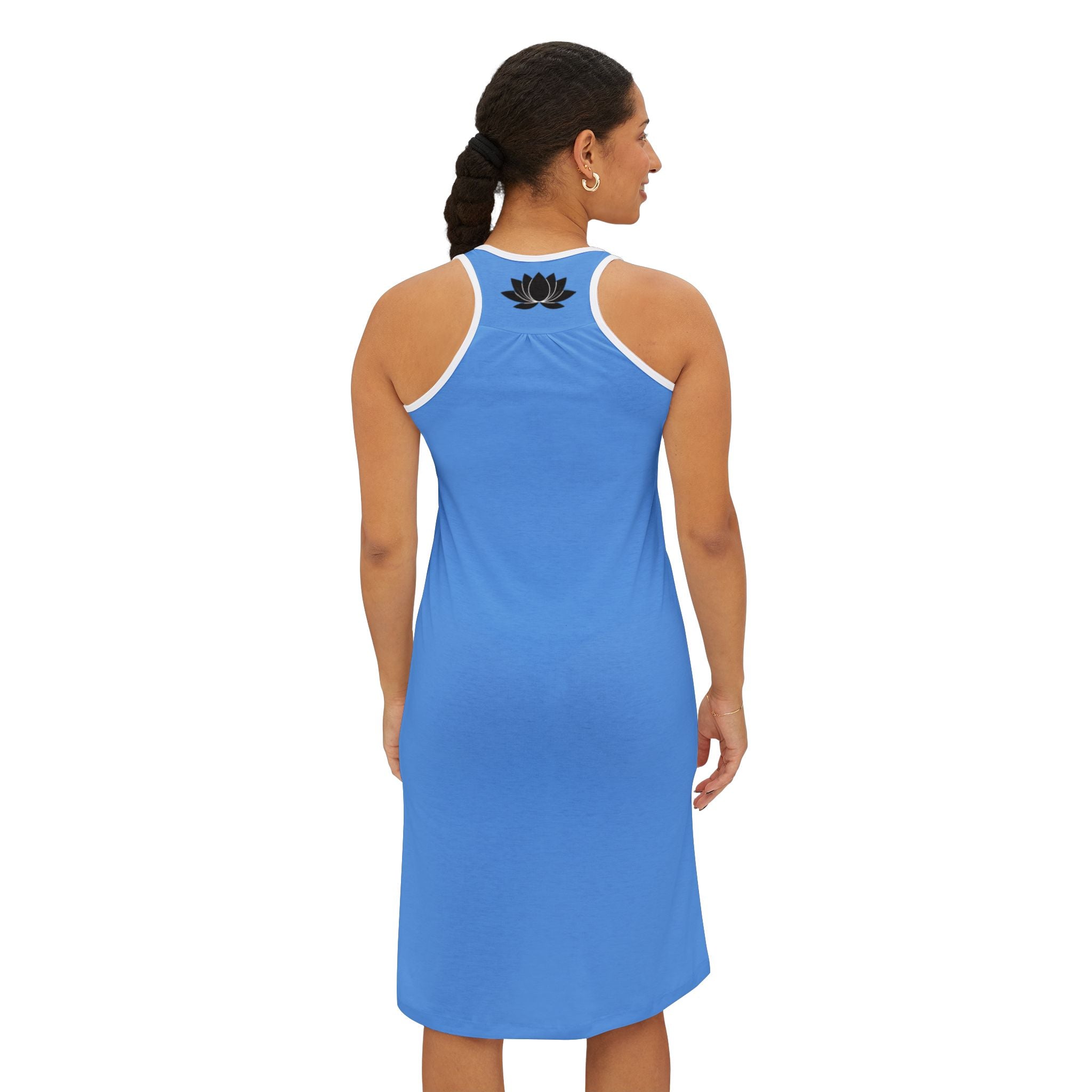 Blue Racerback Dress — Women's Lightweight AOP Summer Sundress