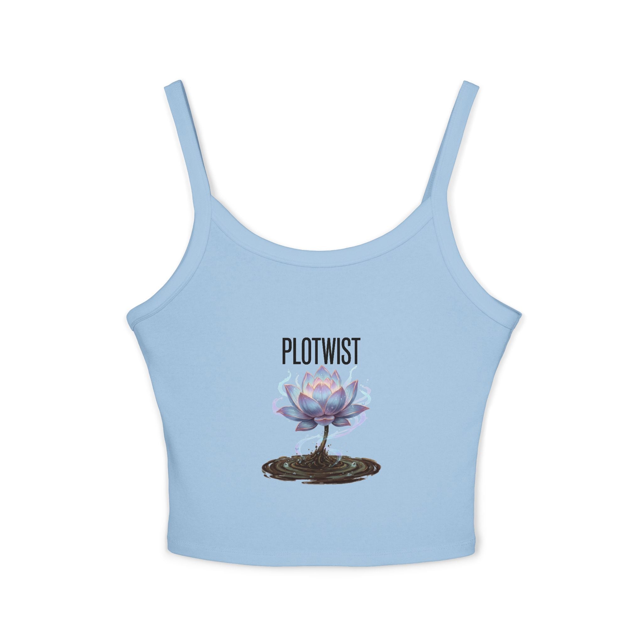 Crop Tank Top — 'PLOTWIST' Lotus Graphic Crop Tank for Women