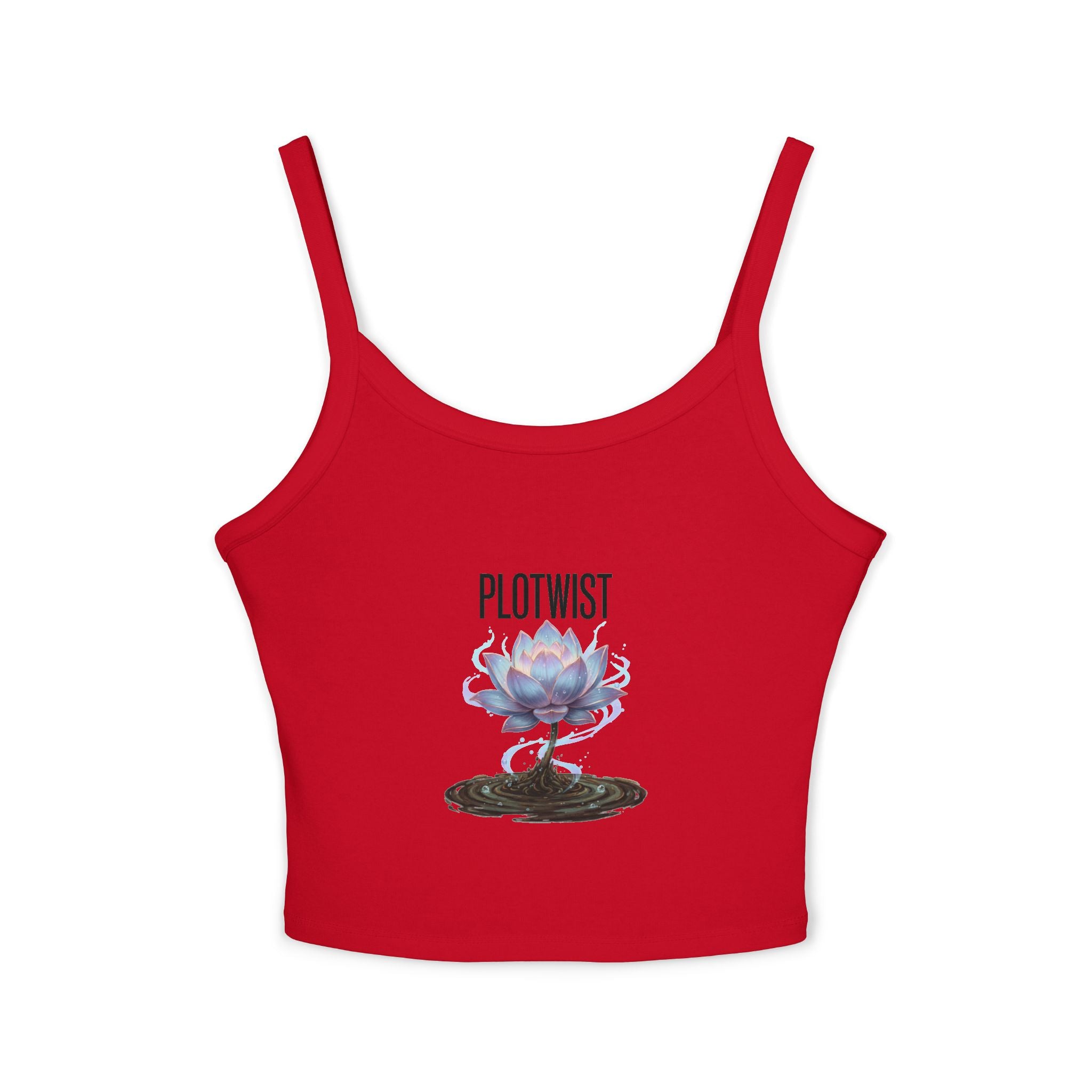 Crop Tank Top — 'PLOTWIST' Lotus Graphic Crop Tank for Women