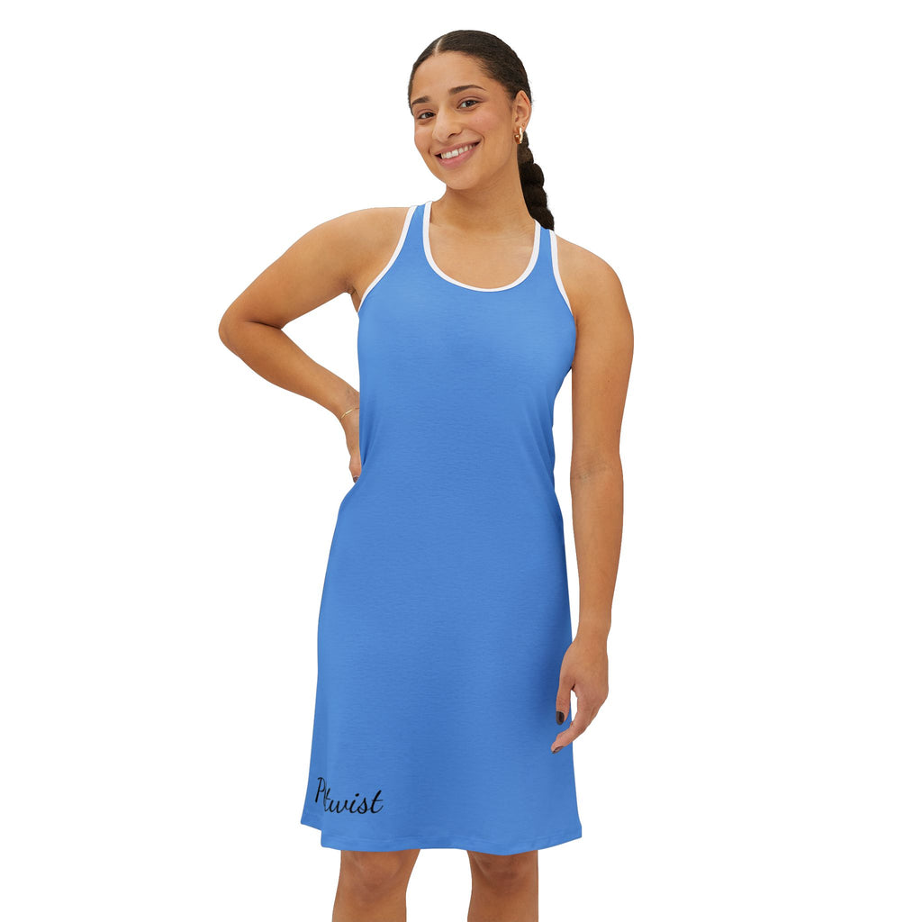 Blue Racerback Dress — Women's Lightweight AOP Summer Sundress