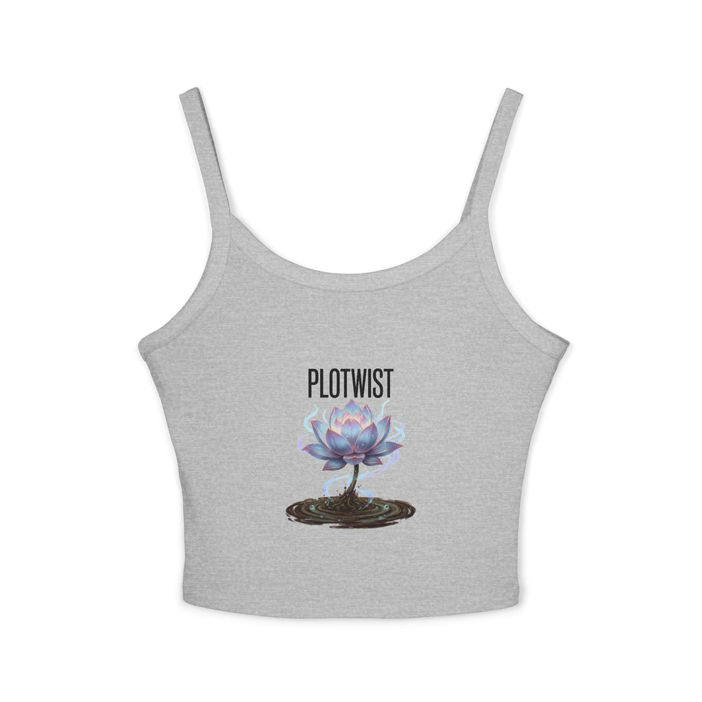 Crop Tank Top — 'PLOTWIST' Lotus Graphic Crop Tank for Women