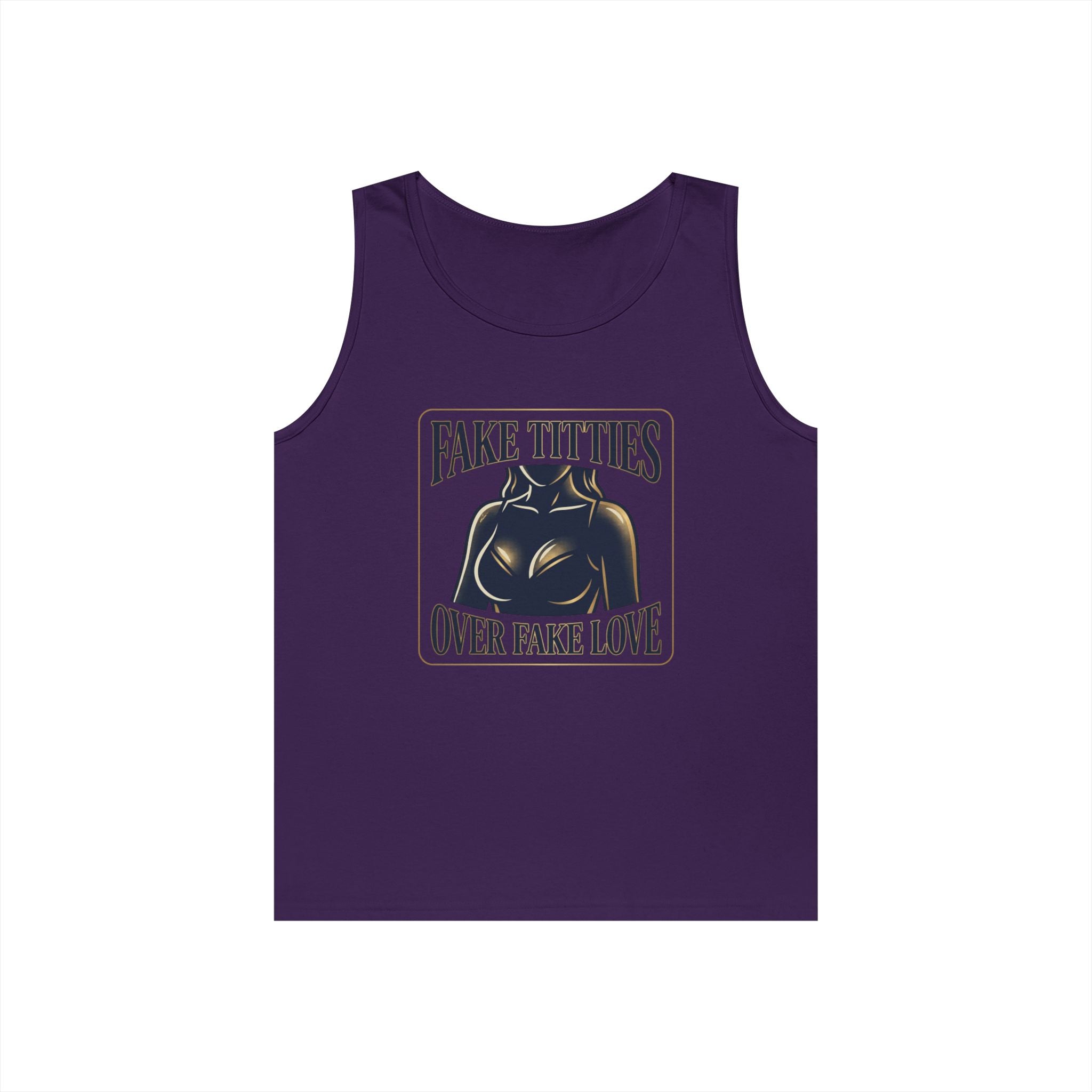 Tank Top — "Fake Titties Over Fake Love" Graphic Muscle Tee