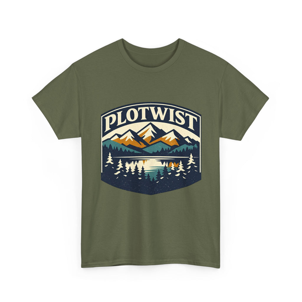 Plotwist Mountain Graphic Tee — Vintage Wilderness Camp Shirt