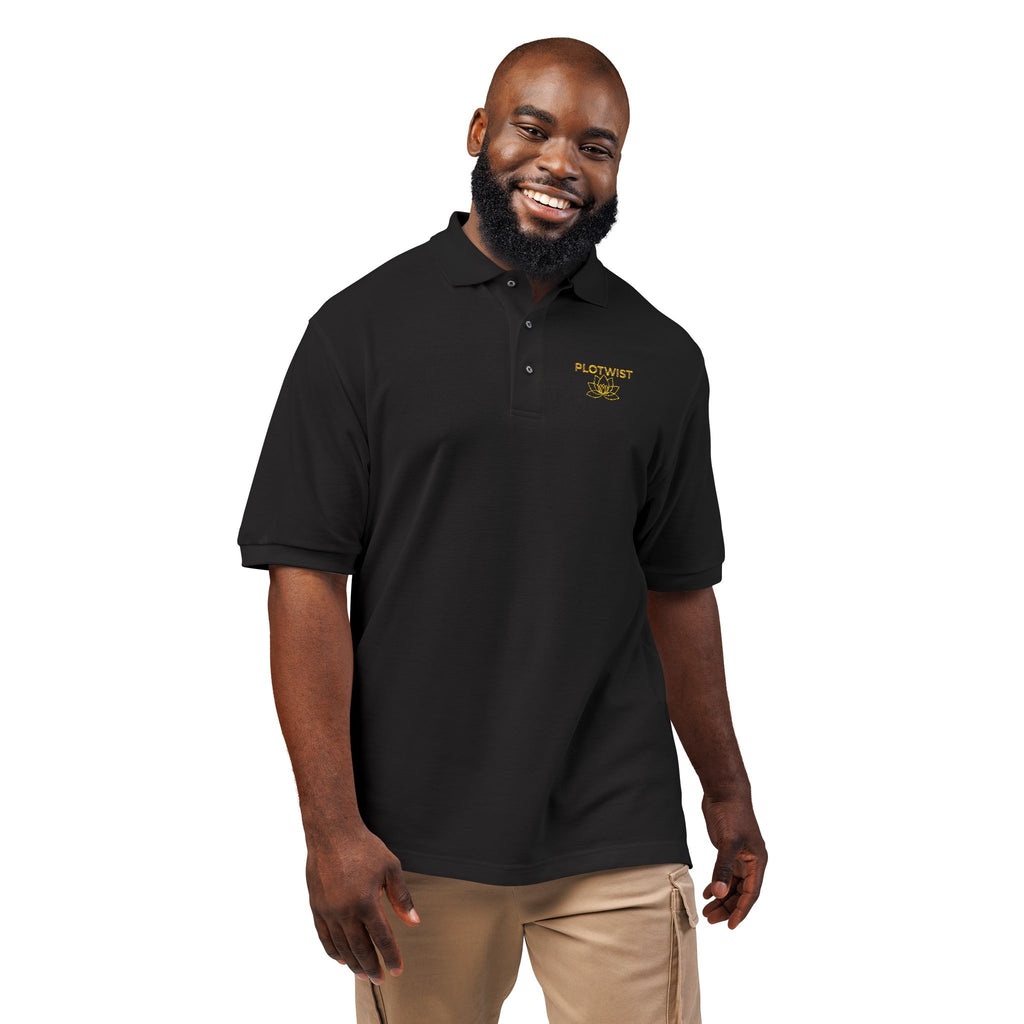 Embroidered Polo Shirt — Classic Gold ‘Island Life’ Chest Logo