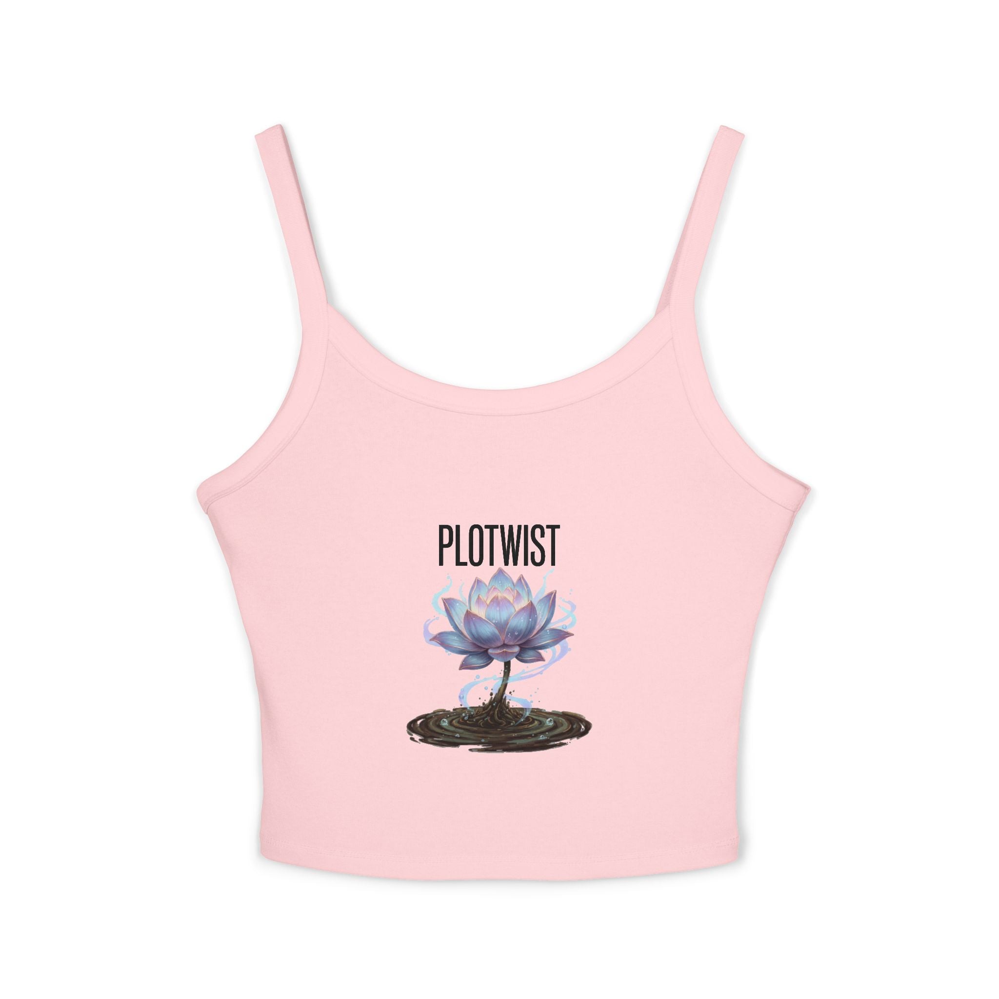 Crop Tank Top — 'PLOTWIST' Lotus Graphic Crop Tank for Women