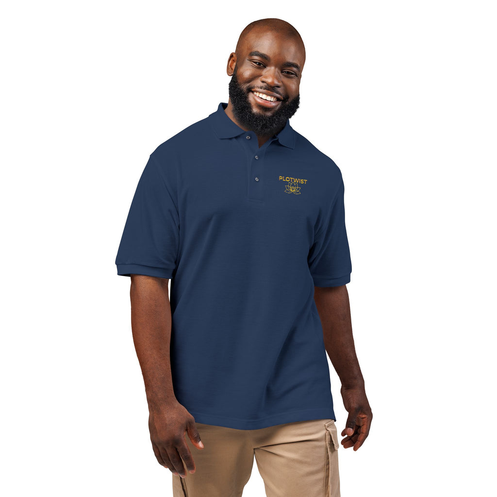 Embroidered Polo Shirt — Classic Gold ‘Island Life’ Chest Logo