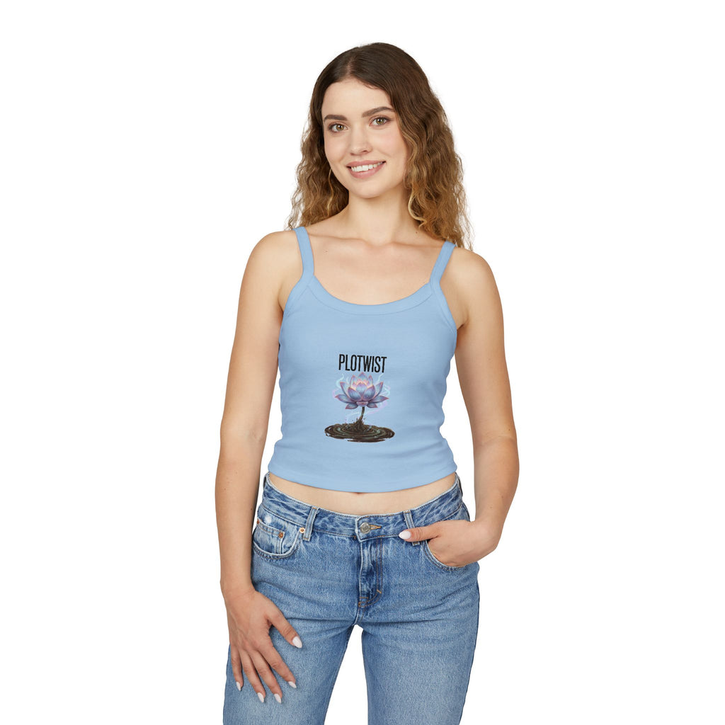 Crop Tank Top — 'PLOTWIST' Lotus Graphic Crop Tank for Women